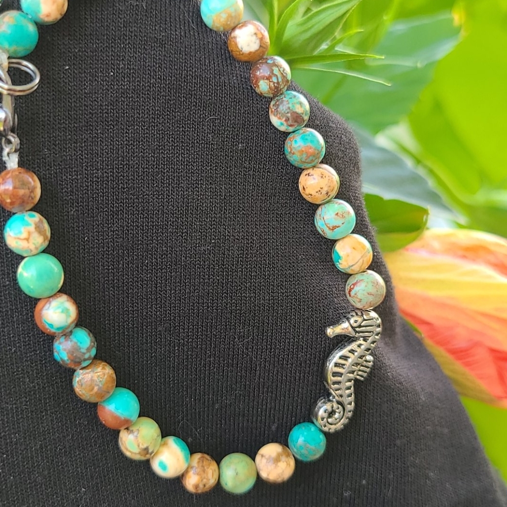 Seahorse Boho beachy beaded bracelet.